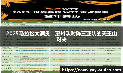 2025马拉松大满贯：惠州队对阵三亚队的天王山对决